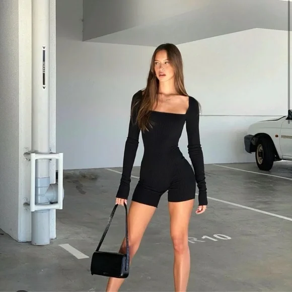 Are You Am I Dresses | Areyouami Anke Romper In Black | Color: Black | Size: M | Pm-66293531's Closet